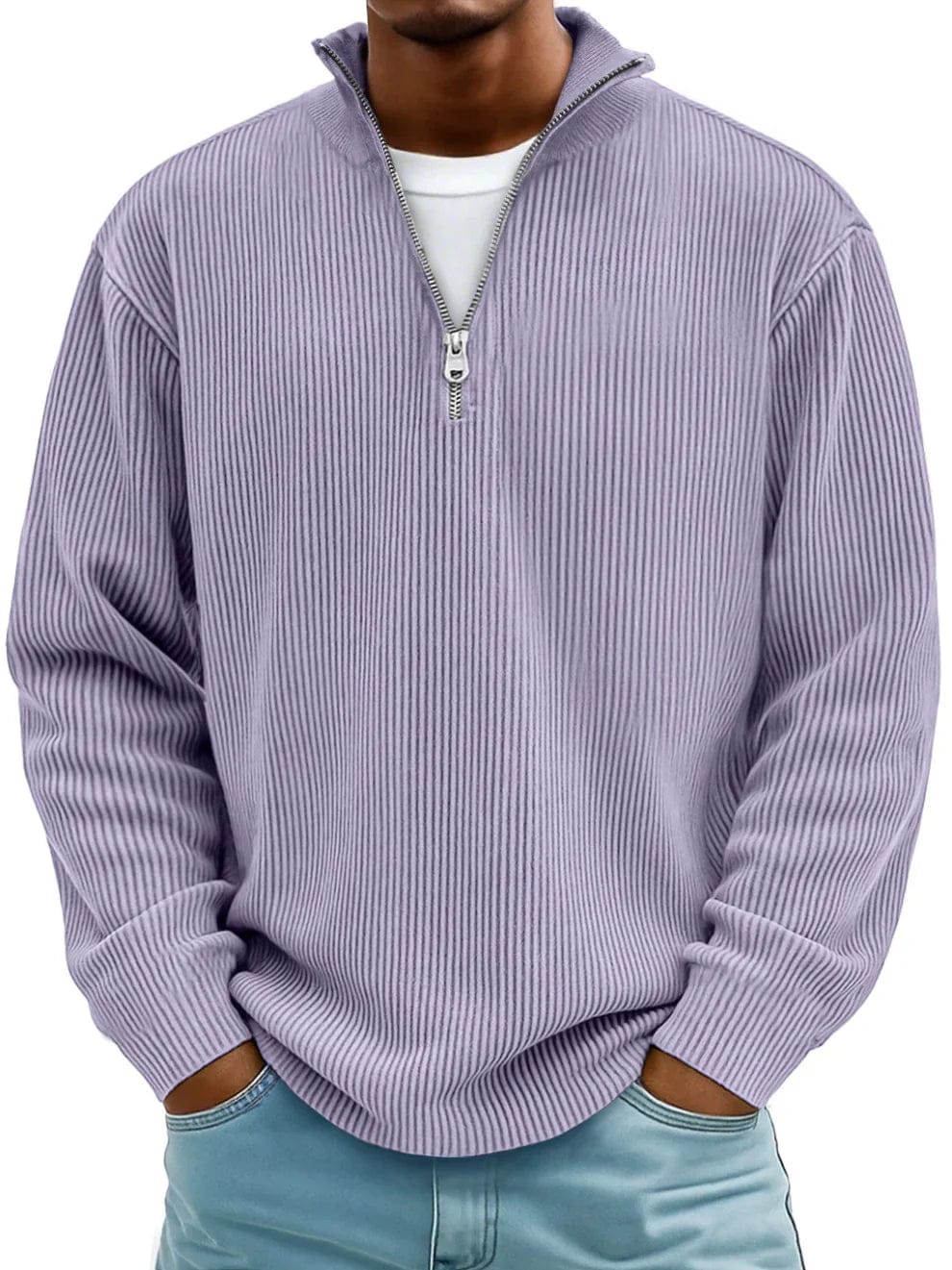 Ribbed Half-Zip Pullover