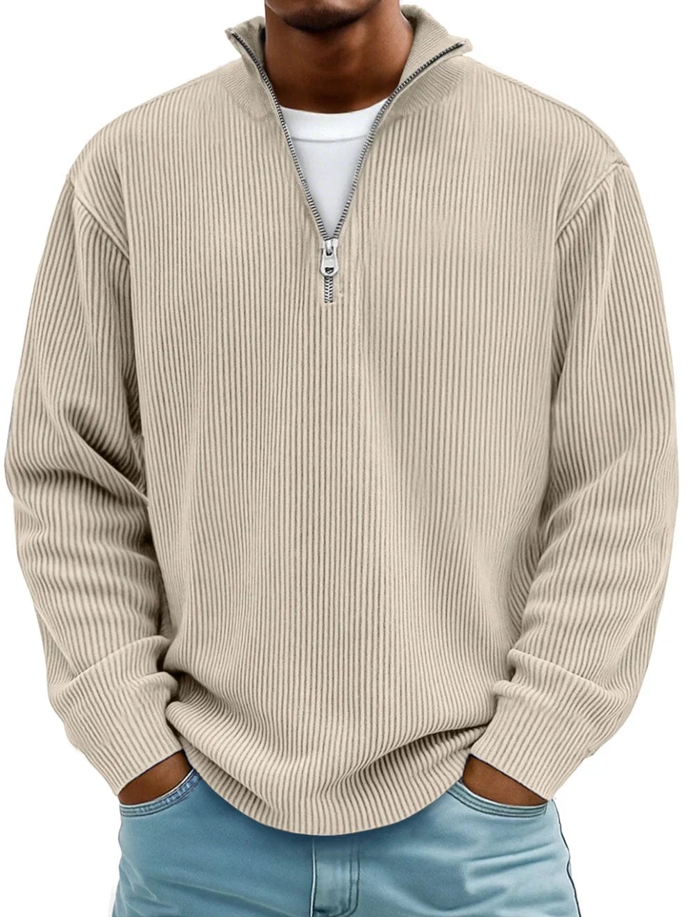 Ribbed Half-Zip Pullover