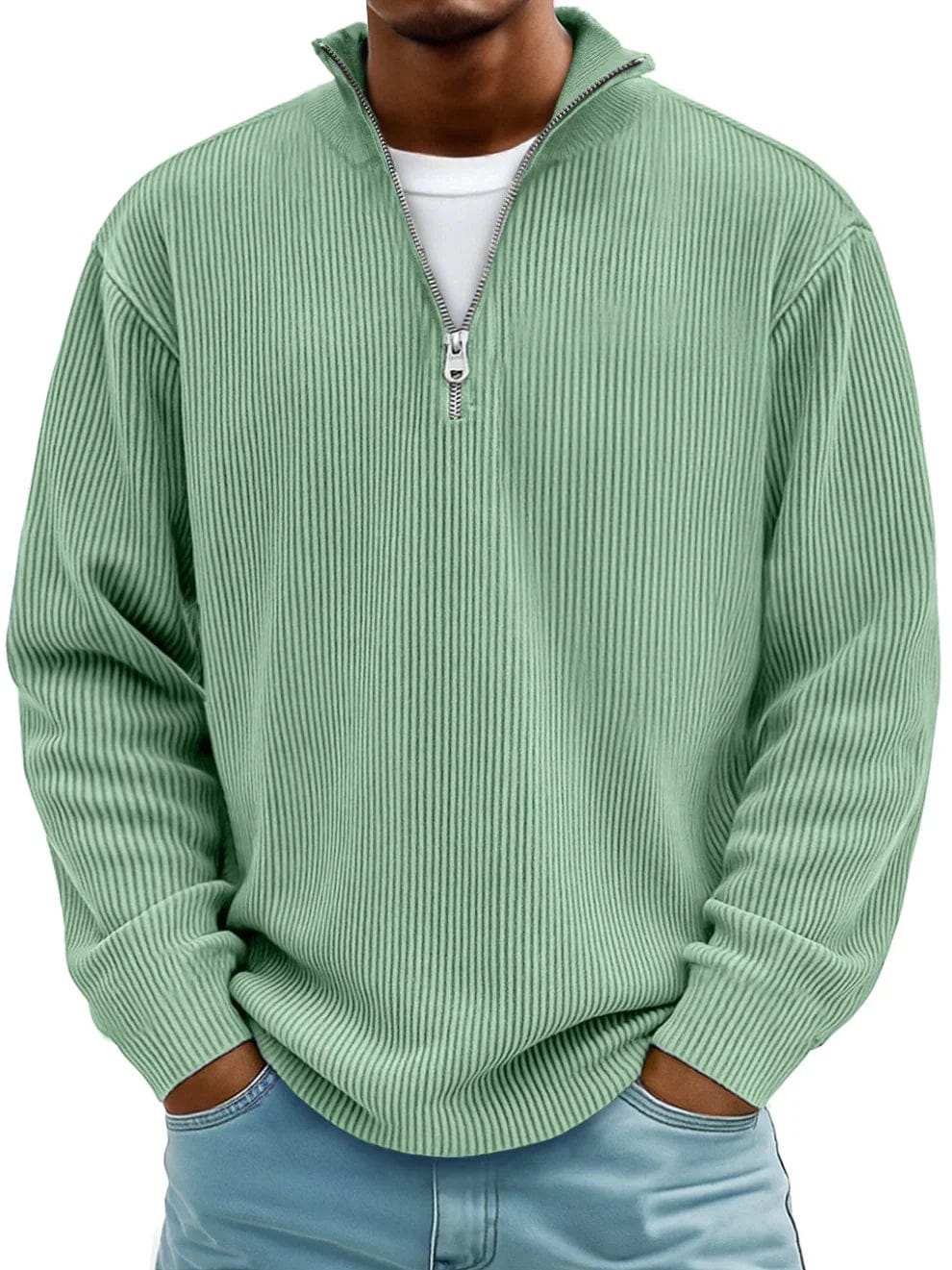Ribbed Half-Zip Pullover