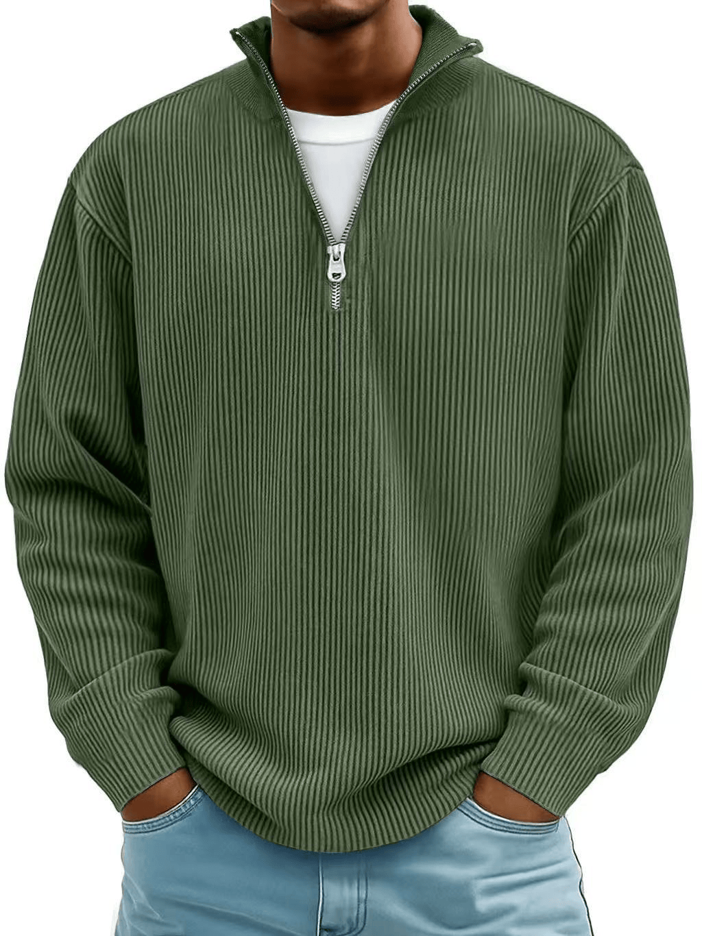 Ribbed Half-Zip Pullover
